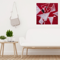 Toile 24 x 24 - Triangles blancs sur fond rouge