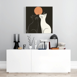 Toile 24 x 24 - Chats noirs et blancs