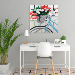 Toile 24 x 24 - Bicyclette avec panier de tulipes