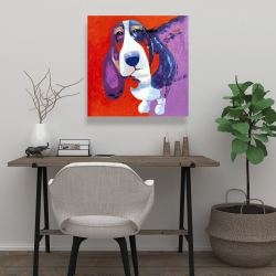 Toile 24 x 24 - Chien basset abstrait et coloré