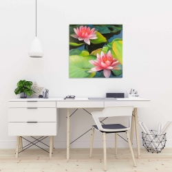 Canvas 24 x 24 - Water lilies and lotus flowers