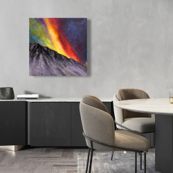 Canvas 24 x 24 - Aurora borealis in the mountain