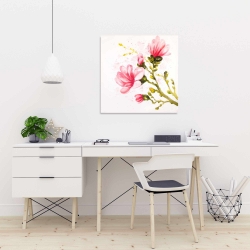 Canvas 24 x 24 - Watercolor magnolia flowers