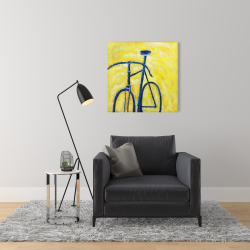 Toile 24 x 24 - Bicyclette bleue sur fond jaune