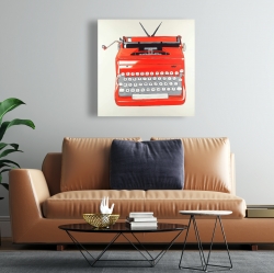 Toile 24 x 24 - Machine à écrire rouge