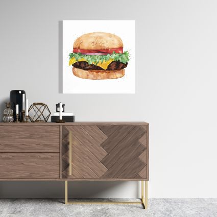 Watercolor all dressed cheeseburger