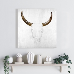 Canvas 24 x 24 - Bull skull with brown horns