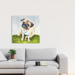 Toile 24 x 24 - Mignon pug avec rose dans la bouche