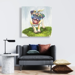 Toile 24 x 24 - Pug coloré et souriant