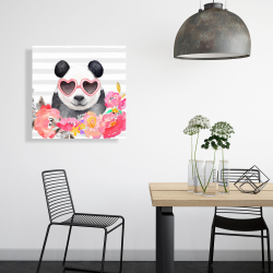 Toile 24 x 24 - Panda à lunette en forme de coeur