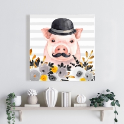 Toile 24 x 24 - Petit cochon détective