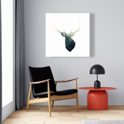 Canvas 24 x 24 - Deer head with green landscape shape