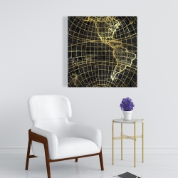 Toile 24 x 24 - Globe terrestre doré et noir