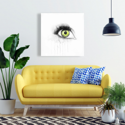 Canvas 24 x 24 - Green eye in watercolor