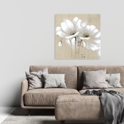 Toile 24 x 24 - Fleurs sauvages blanches et abstraites