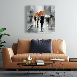 Canvas 24 x 24 - Street scene with umbrellas
