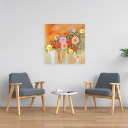 Canvas 24 x 24 - Colorful abstract flowers