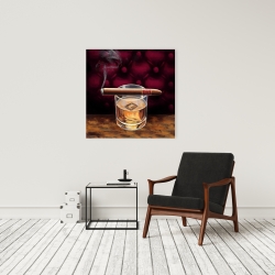 Canvas 24 x 24 - Scotch on ice with a cigar