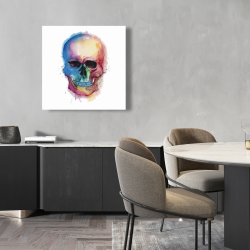 Toile 24 x 24 - Crâne coloré aquarelle