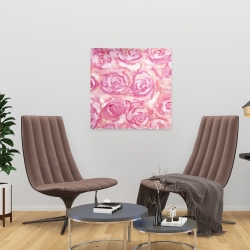 Toile 24 x 24 - Bouquet de roses en aquarelle