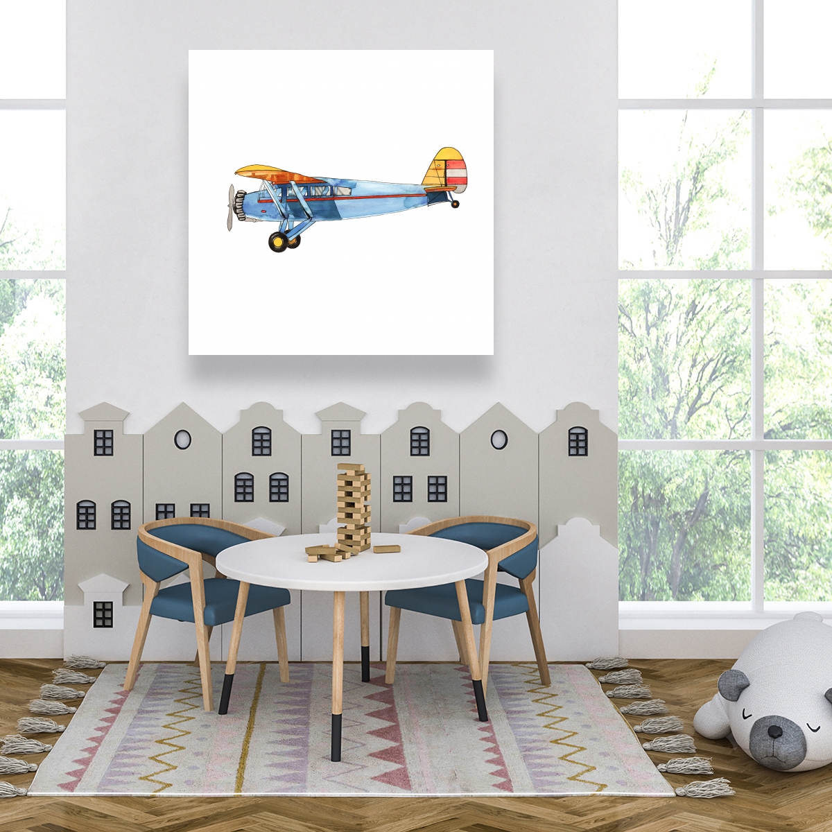 Toile 24 x 24 - Petit avion bleu