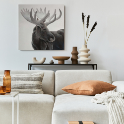 Canvas 24 x 24 - Grayscale moose profile
