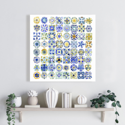 Canvas 24 x 24 - Watercolor traditional moroccan tiles