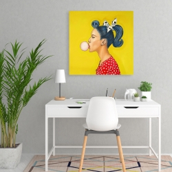 Canvas 24 x 24 - Retro woman with beautiful ponytail