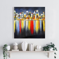 Canvas 24 x 24 - Colorful reflection of a cityscape by night