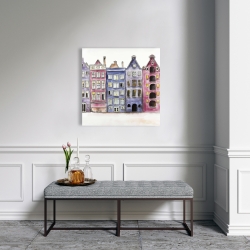 Canvas 24 x 24 - Old historic houses amsterdam