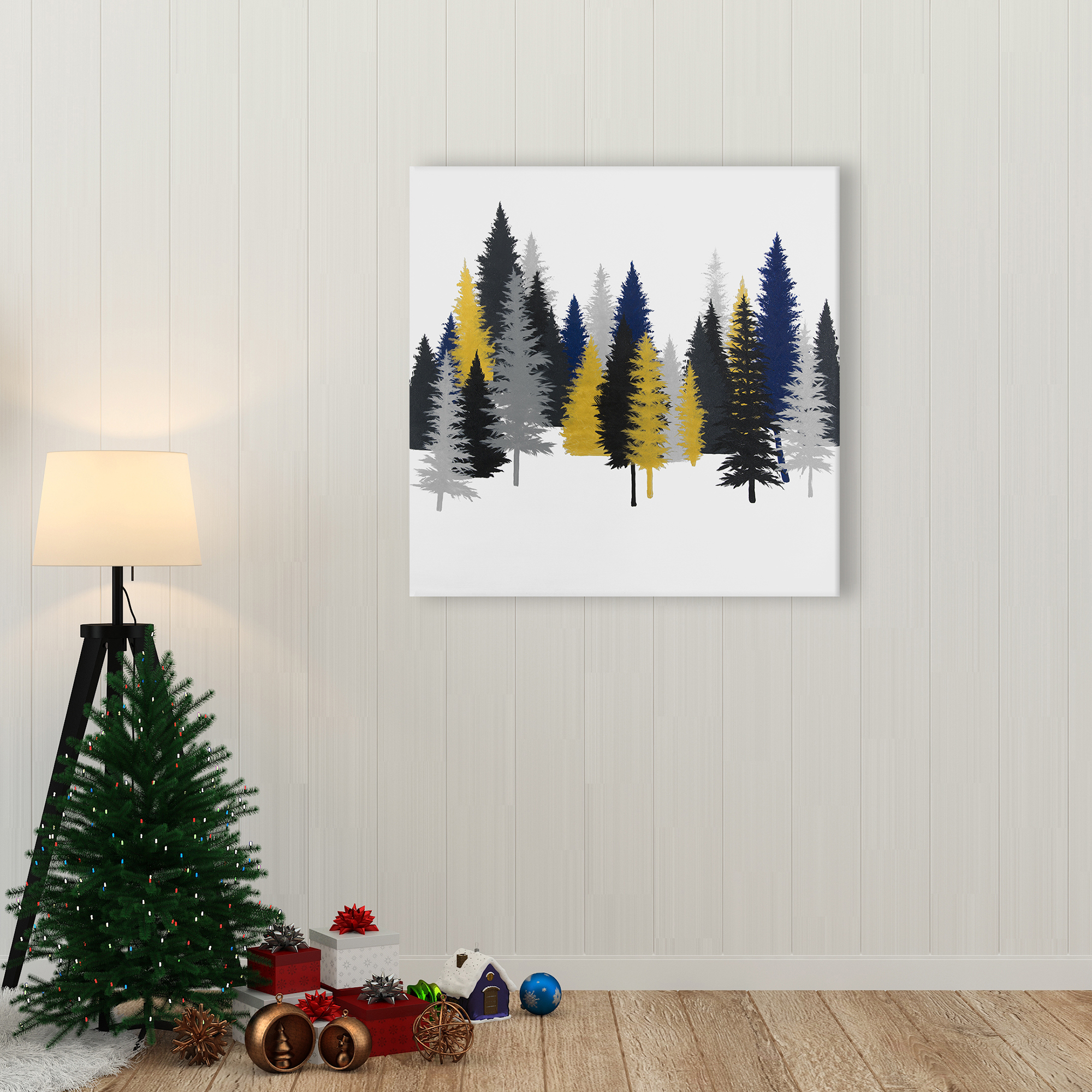 Toile 24 x 24 - Sapins doré