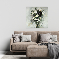 Toile 24 x 24 - Bouquet blanc de lisianthus