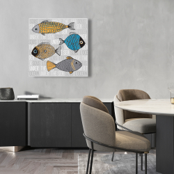 Toile 24 x 24 - Illustration de poissons