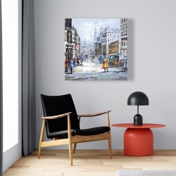 Toile 24 x 24 - Rue achalandée par une journée nuageuse