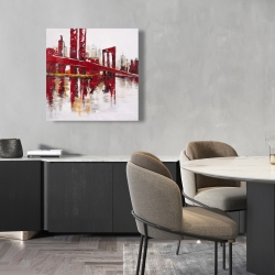 Toile 24 x 24 - Pont rouge industriel et abstrait