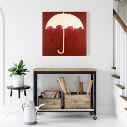 Toile 24 x 24 - Ville rouge sous le parapluie