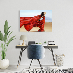 Canvas 24 x 36 - Red dress in the desert