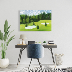 Toile 24 x 36 - Terrain de golf avec vue sur les montagnes