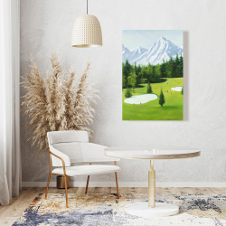 Toile 24 x 36 - Terrain de golf avec vue sur les montagnes