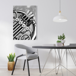 Canvas 24 x 36 - Musician with french horn monochrome