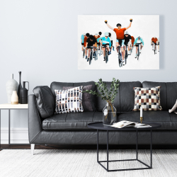Canvas 24 x 36 - Cyclists at the end of a race