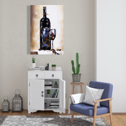 Canvas 24 x 36 - Bottle and a glass of red wine