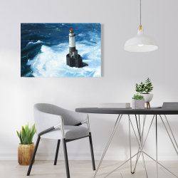 Canvas 24 x 36 - Unleashed waves on a lighthouse