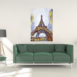 Toile 24 x 36 - Tour eiffel abstraite avec éclats de peinture