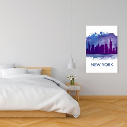 Toile 24 x 36 - Silhouette bleue de la ville de new york