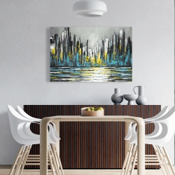 Toile 24 x 36 - Horizon de ville bleu et abstrait