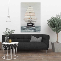 Canvas 24 x 36 - Ship gently sailing by a cloudy day