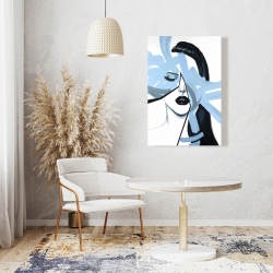 Toile 24 x 36 - Portrait de femme bleu et abstrait