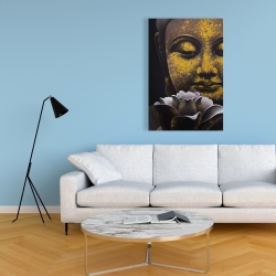 Toile 24 x 36 - Le sourire éternel de bouddha et son lotus