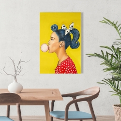 Canvas 24 x 36 - Retro woman with beautiful ponytail